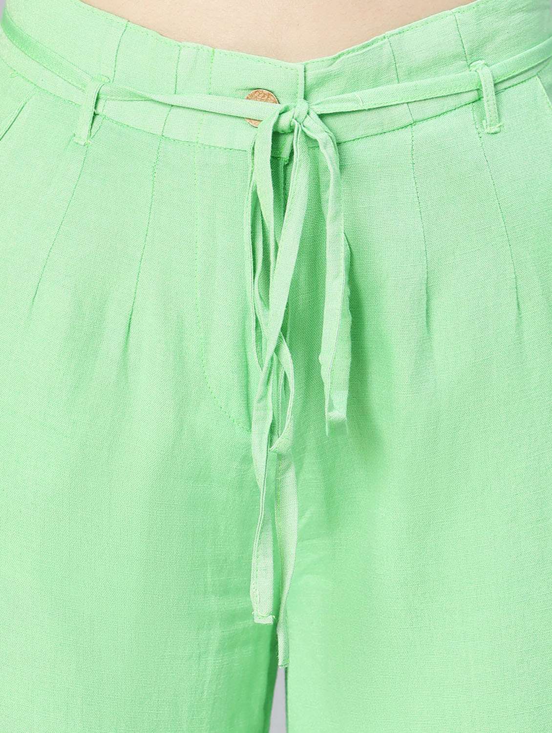 solid green pleated trouser - 18634531 - Standard Image - 6
