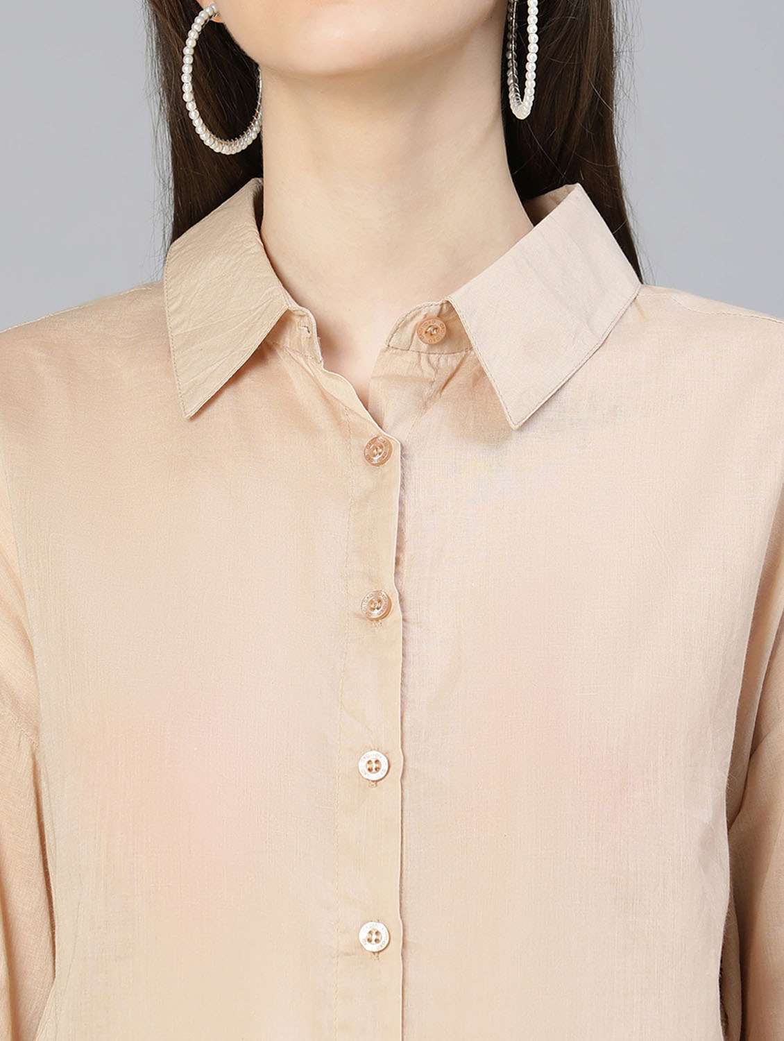 beige solid regular shirt - 18634641 -  Standard Image - 6