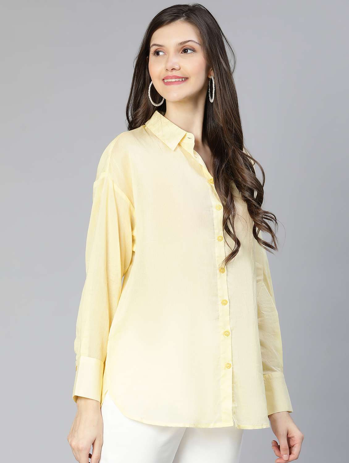 yellow solid regular shirt - 18634642 -  Standard Image - 1