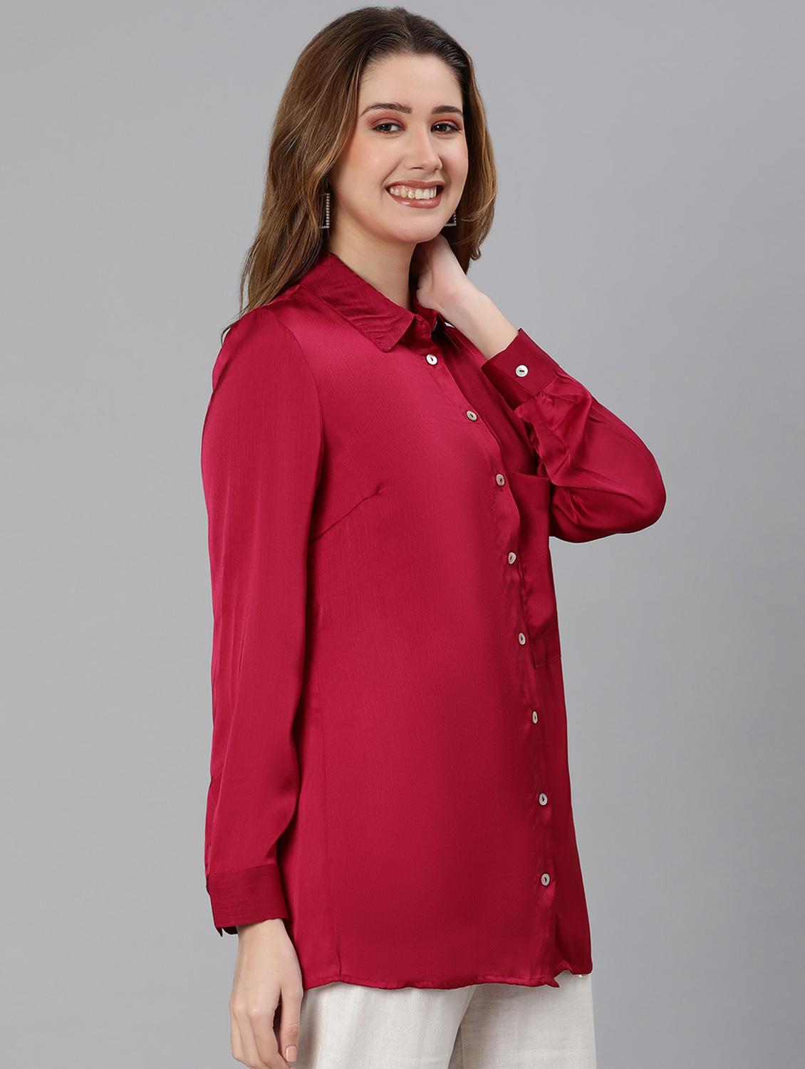 maroon solid regular shirt - 18634643 - Standard Image - 1