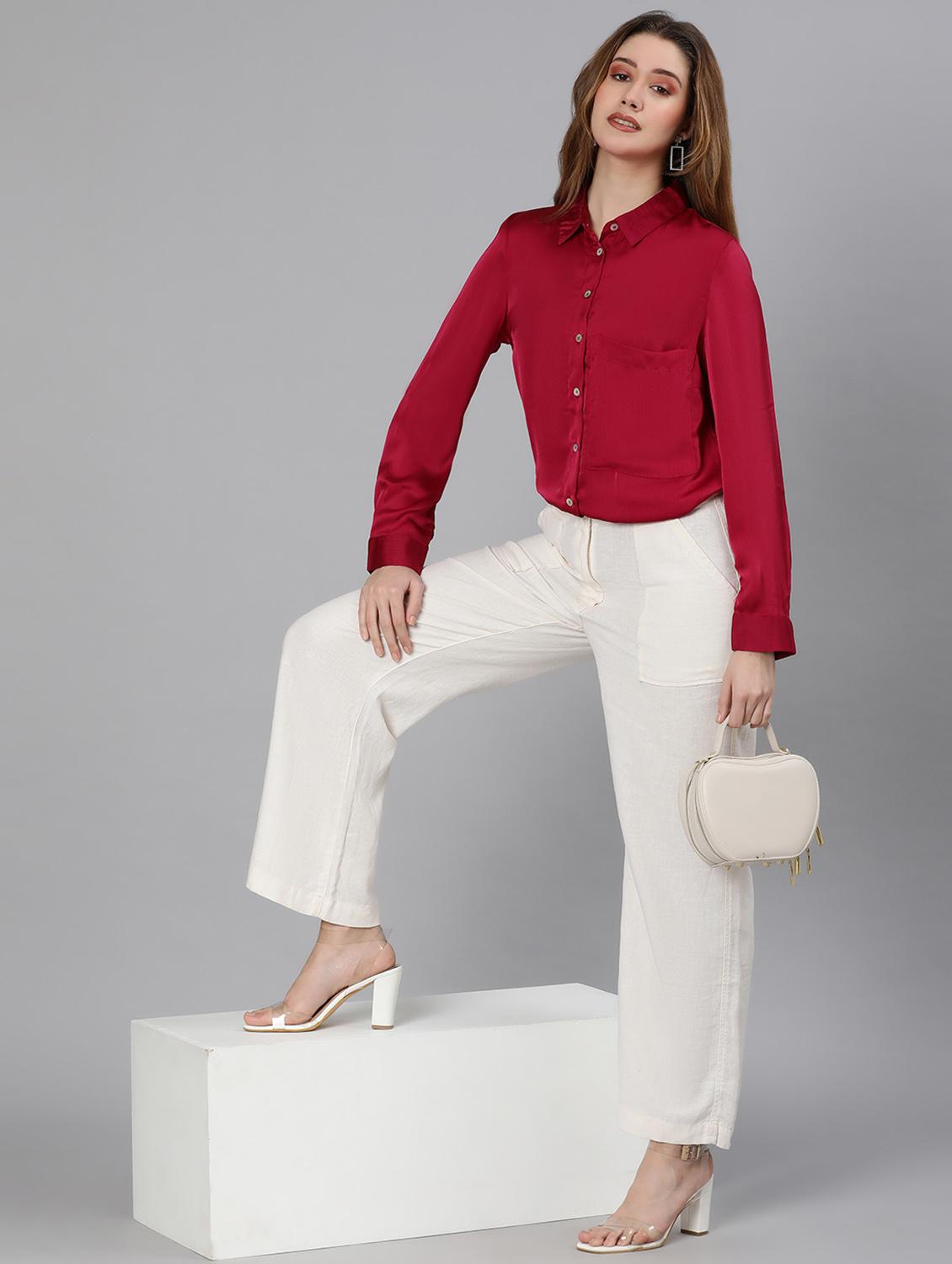 maroon solid regular shirt - 18634643 - Standard Image - 4