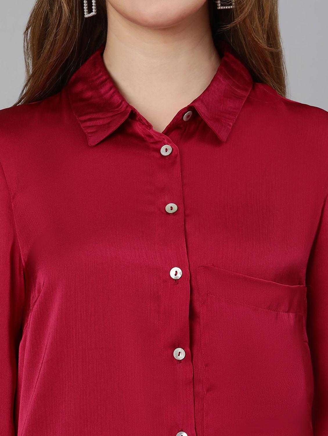 maroon solid regular shirt - 18634643 - Standard Image - 6