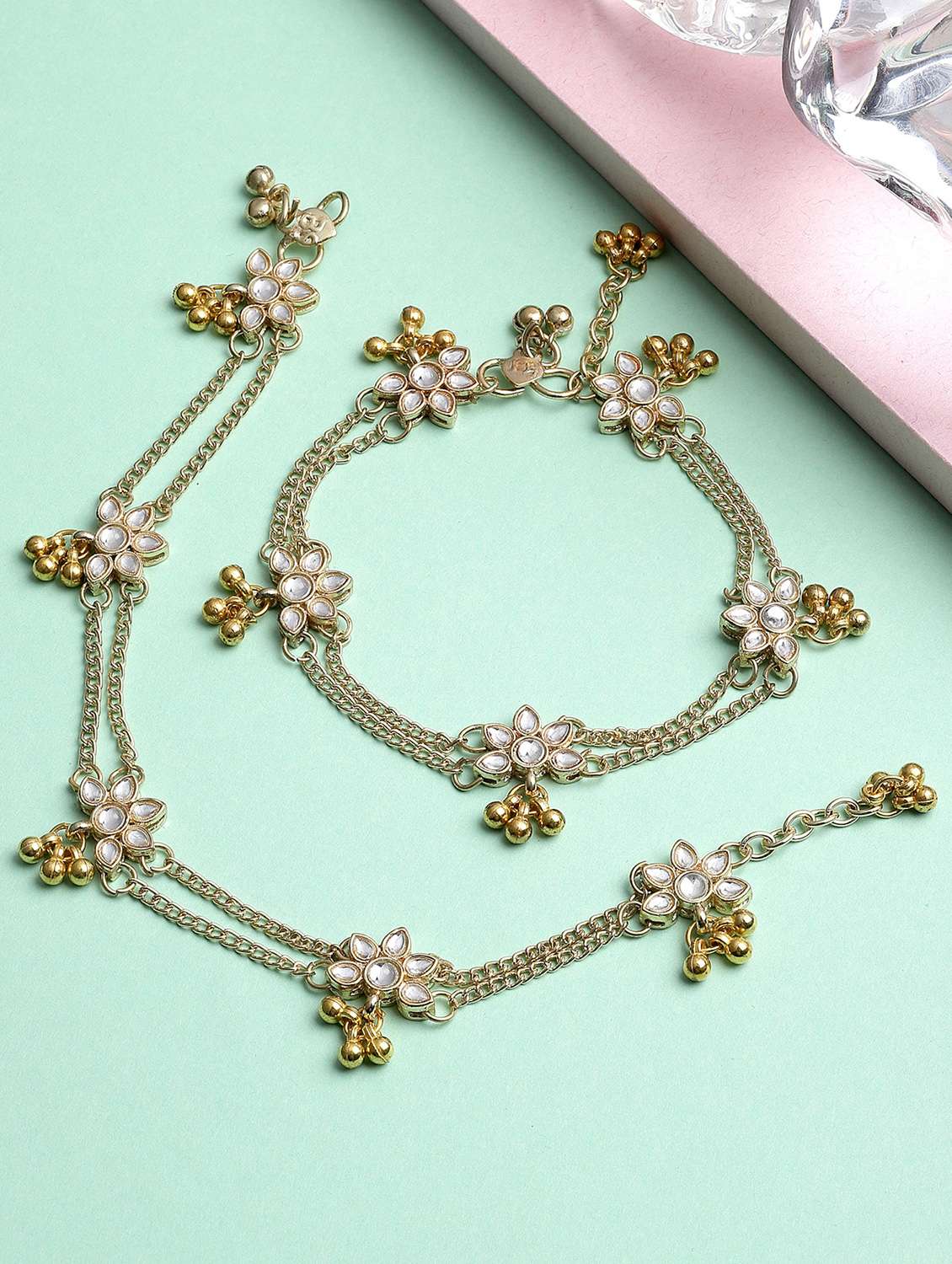 gold metal anklet