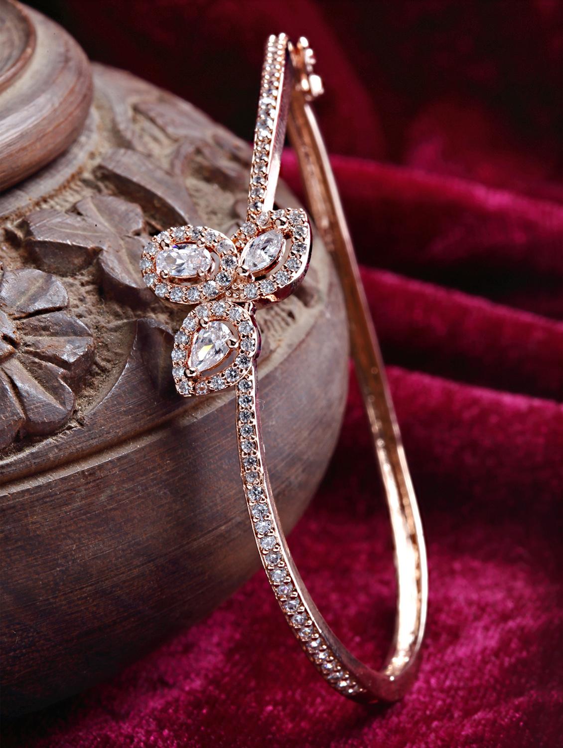 american diamond studded rose gold plated bangle