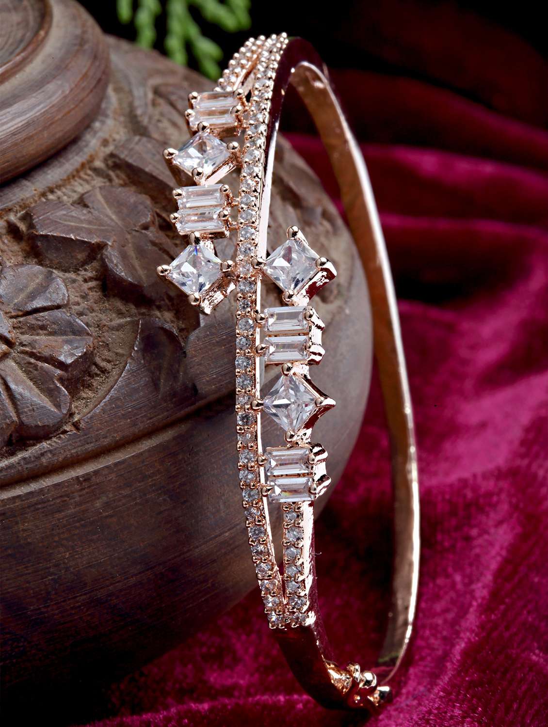  rose gold plated ad studded bangle 