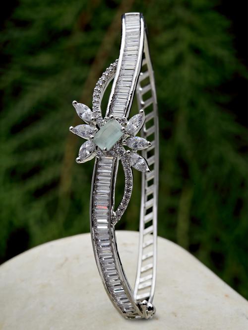  silver tone light green cz bangle - 18635681 -  Standard Image - 0