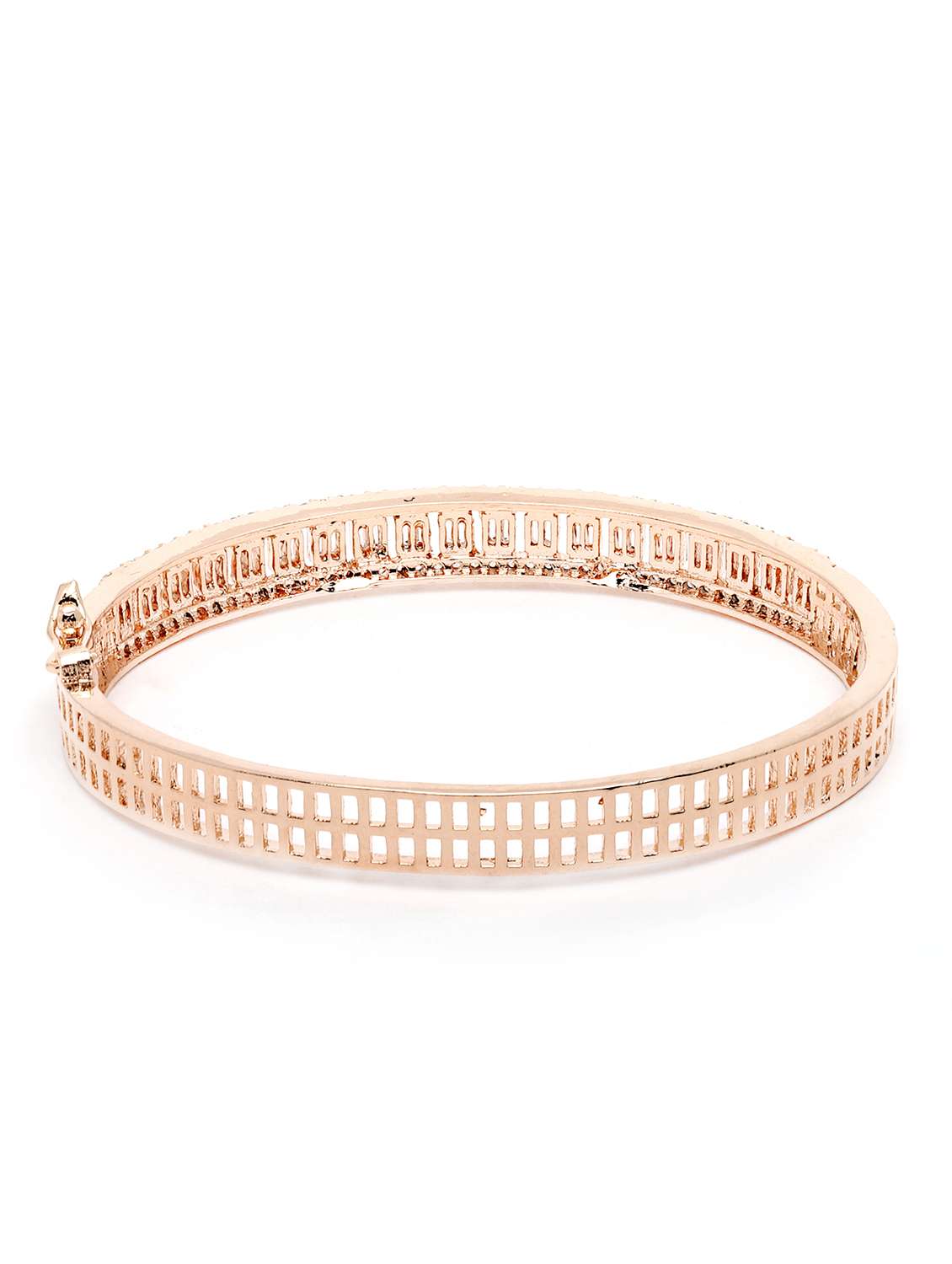 rose gold plated ad and cubic zirconia studded bangle - 18635683 -  Standard Image - 1
