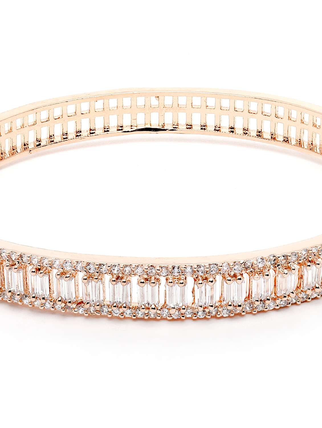 rose gold plated ad and cubic zirconia studded bangle - 18635683 -  Standard Image - 4