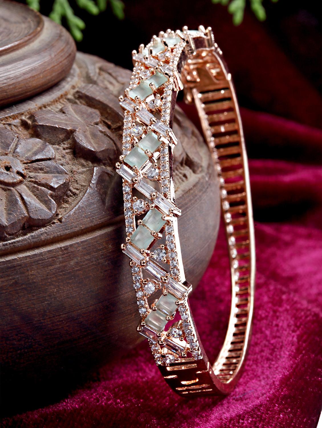  diamond studded rose gold plated bangle bracelets  - 18635685 -  Zoom Image - 0