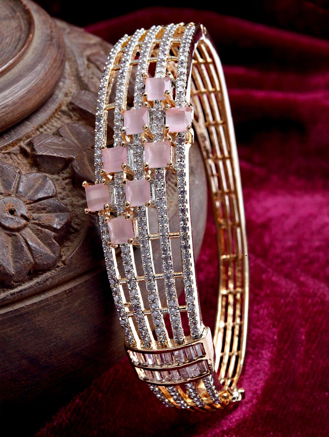 rose gold plated pink cz bangle
