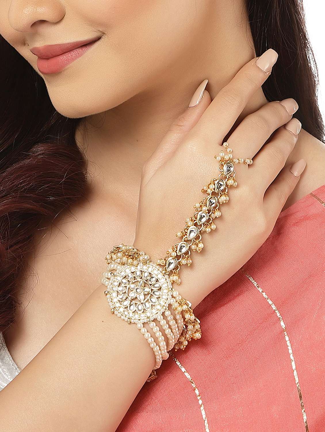 gold metal bangle  bracelet - 18635702 -  Standard Image - 4