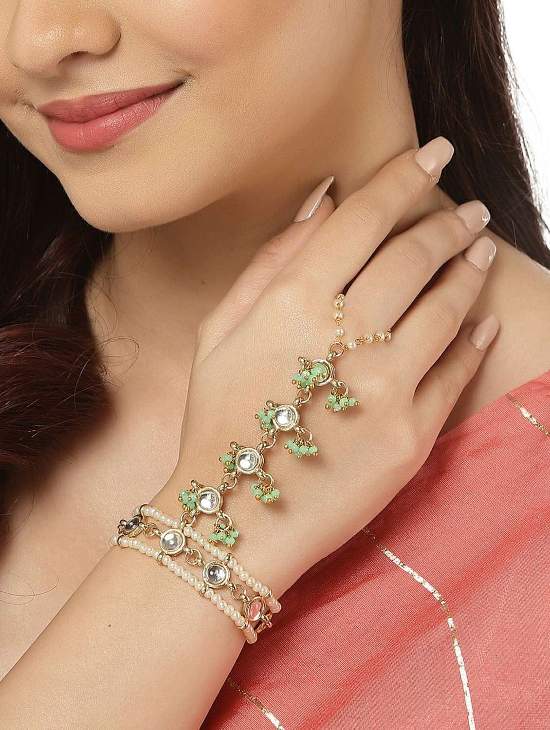 green metal bangle bracelet - 18635707 -  Standard Image - 4