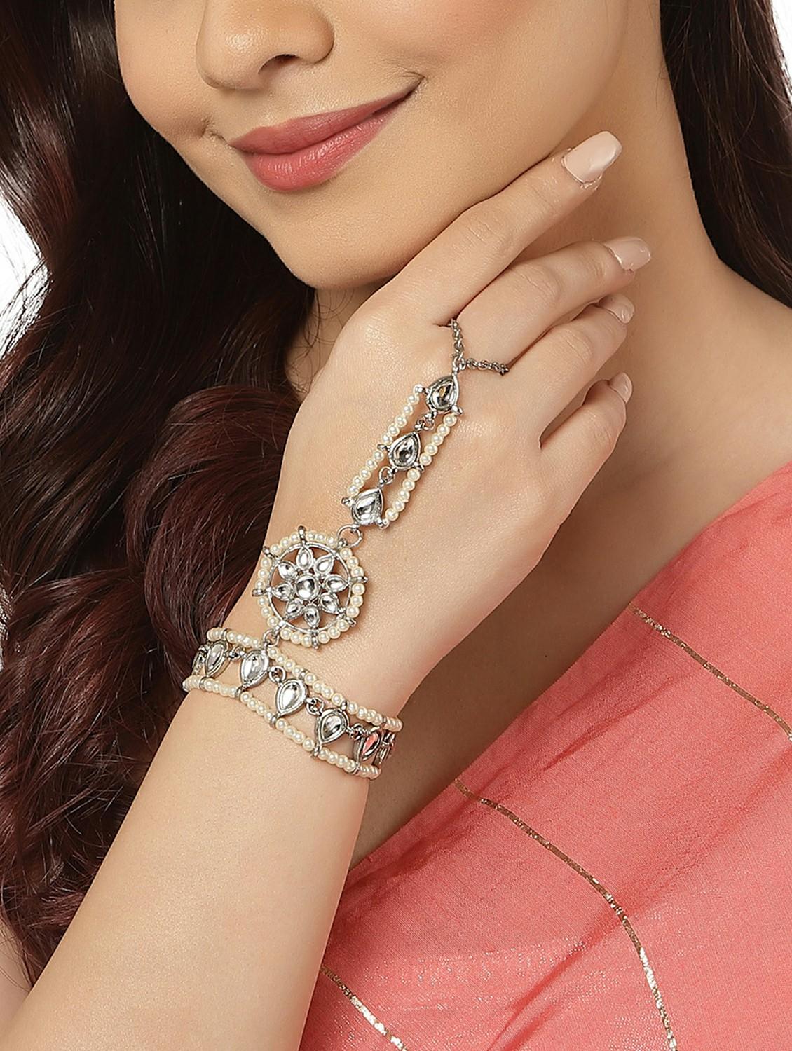 silver metal bangle bracelet - 18635708 - Standard Image - 4