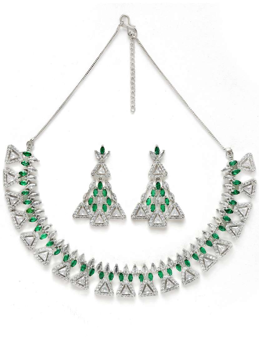 silver plated necklaces and earring set - 18636033 -  Standard Image - 1