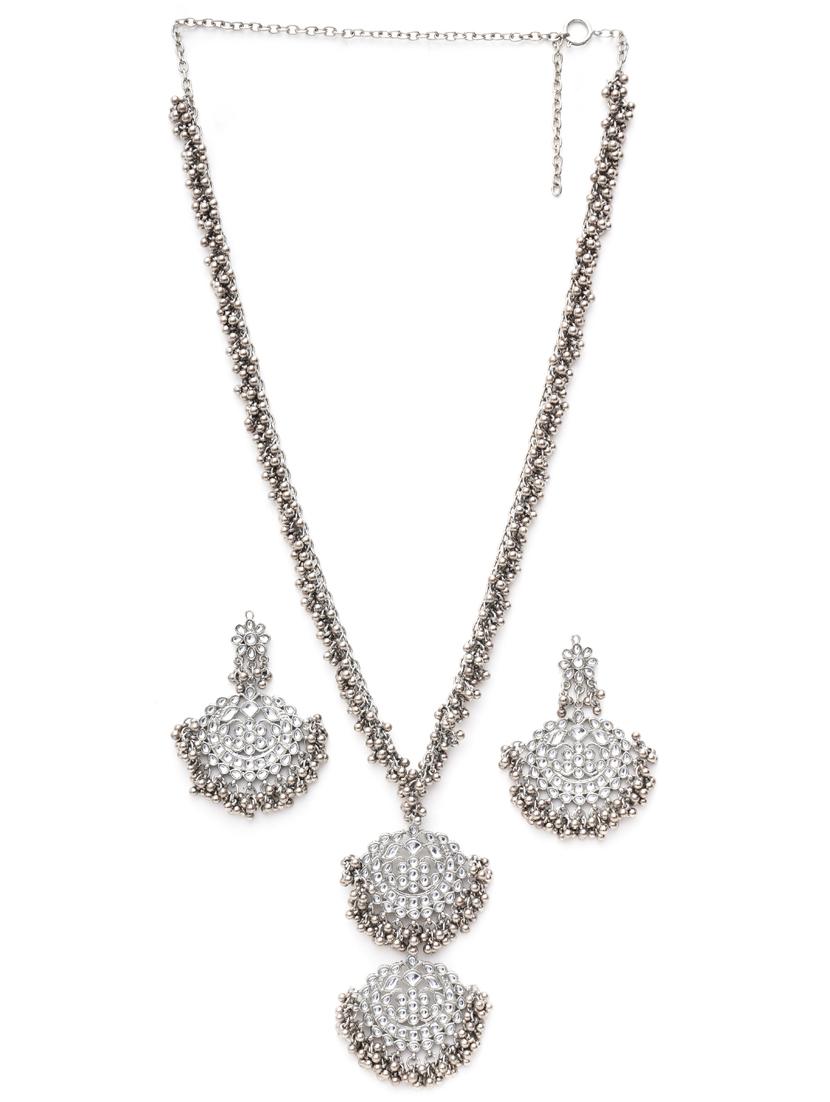 silver plated necklaces and earring set - 18636048 - Standard Image - 1