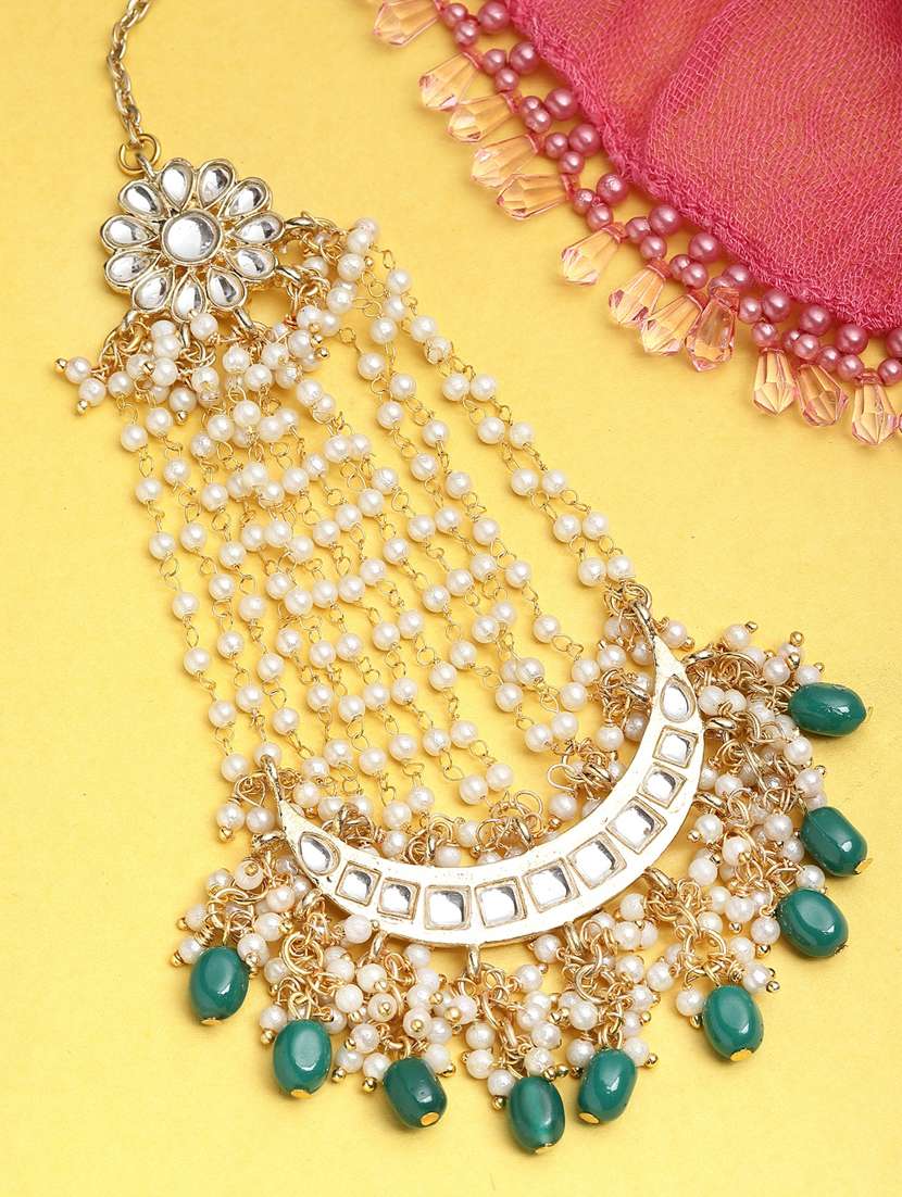 green metal maang teekas & passa