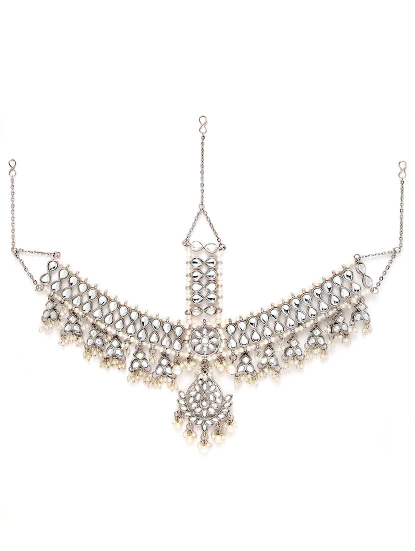 silver metal maang teekas & passa - 18636114 - Standard Image - 1