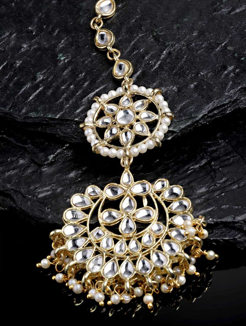 gold metal maang teekas & passa - 18636115 -  Zoom Image - 0