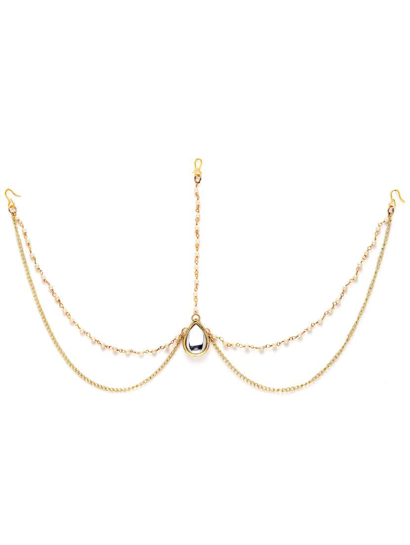 gold metal maang teekas & passa - 18636116 -  Standard Image - 1