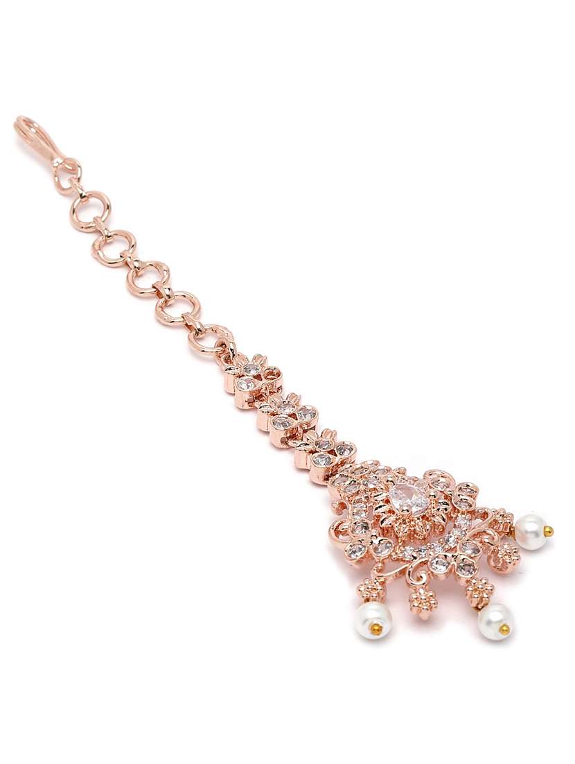 pink metal maang teekas & passa - 18636123 -  Standard Image - 1