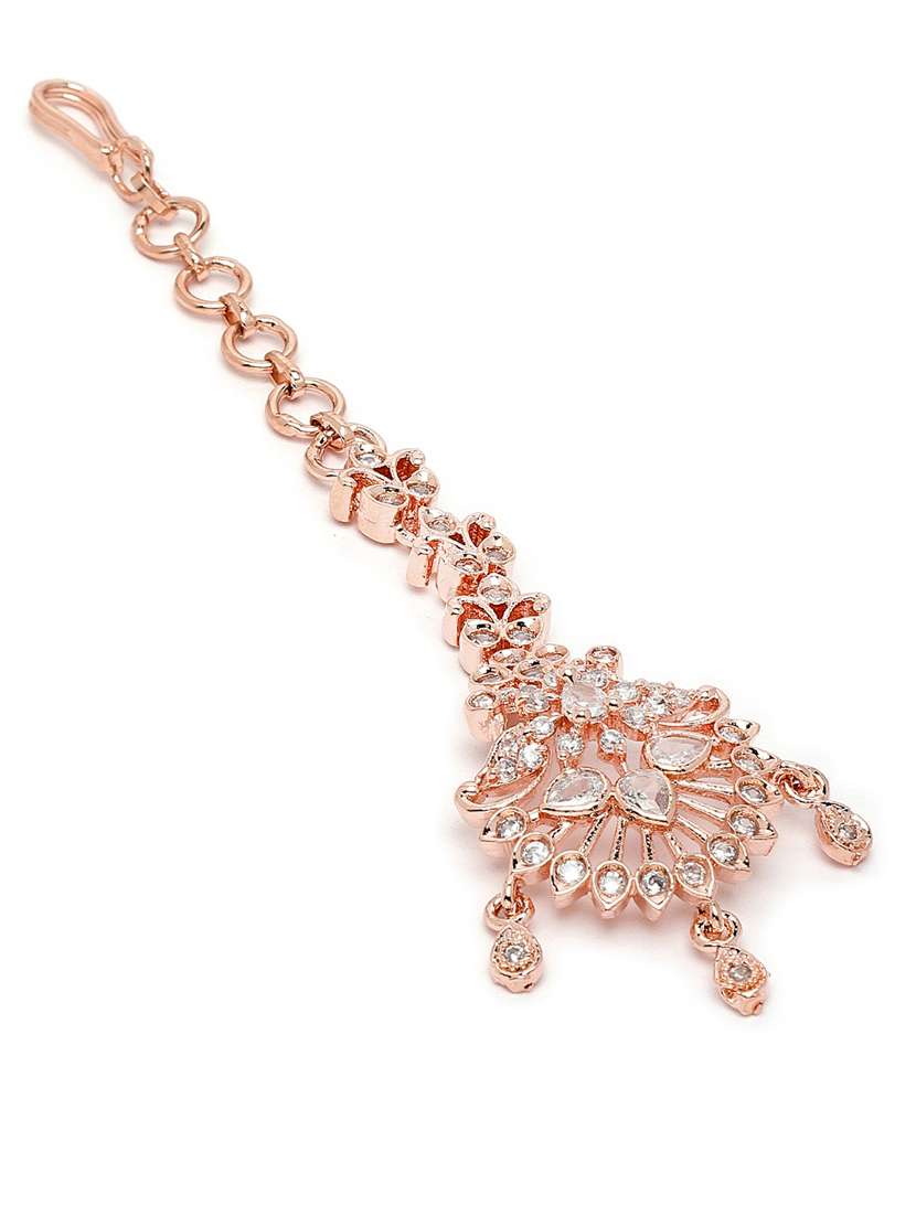 pink metal maang teekas & passa - 18636125 -  Standard Image - 1