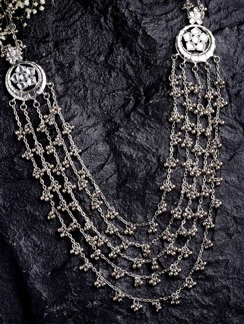 silver metal long necklace - 18636144 -  Standard Image - 0