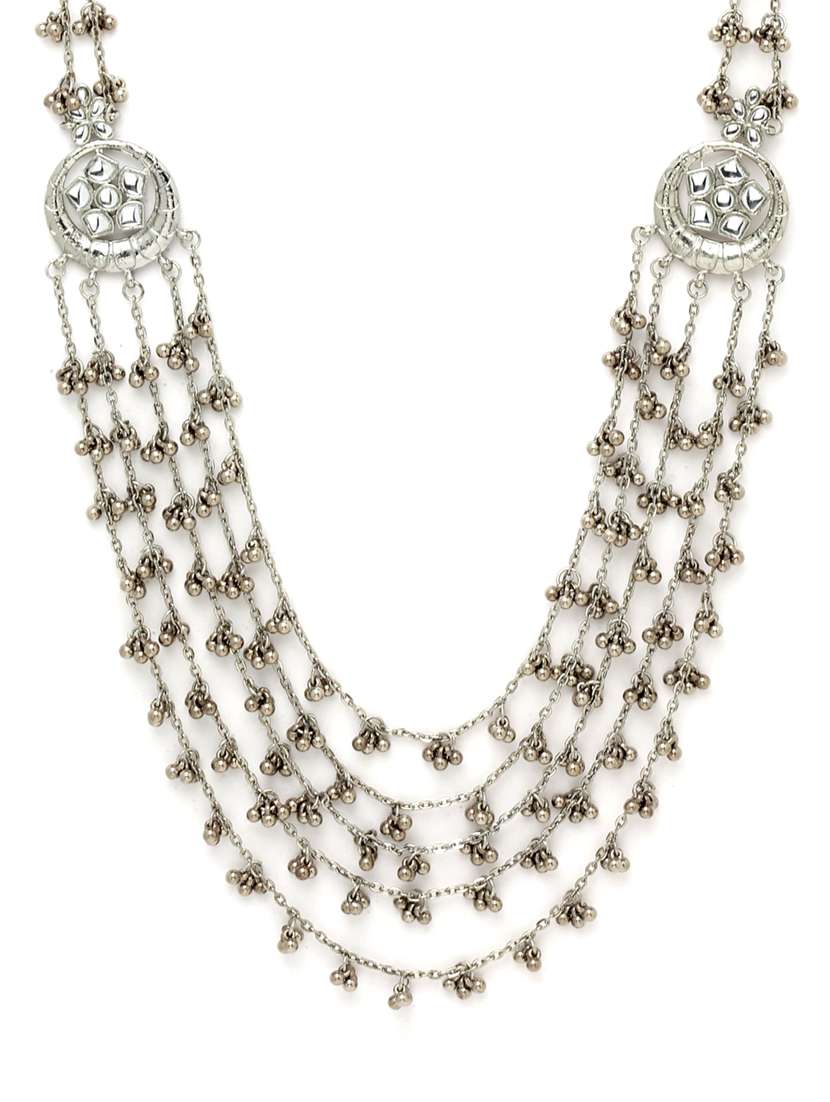 silver metal long necklace - 18636144 -  Standard Image - 1