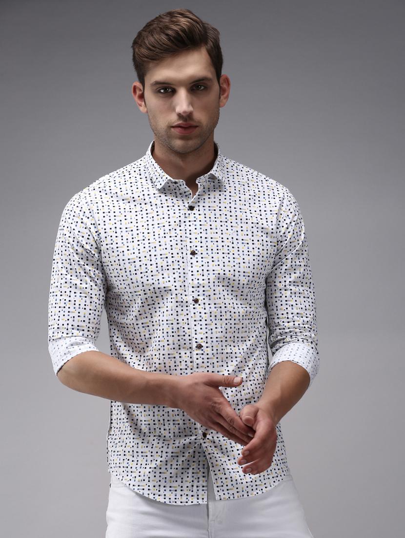 mens micro print casual shirt - 18636918 - Zoom Image - 0