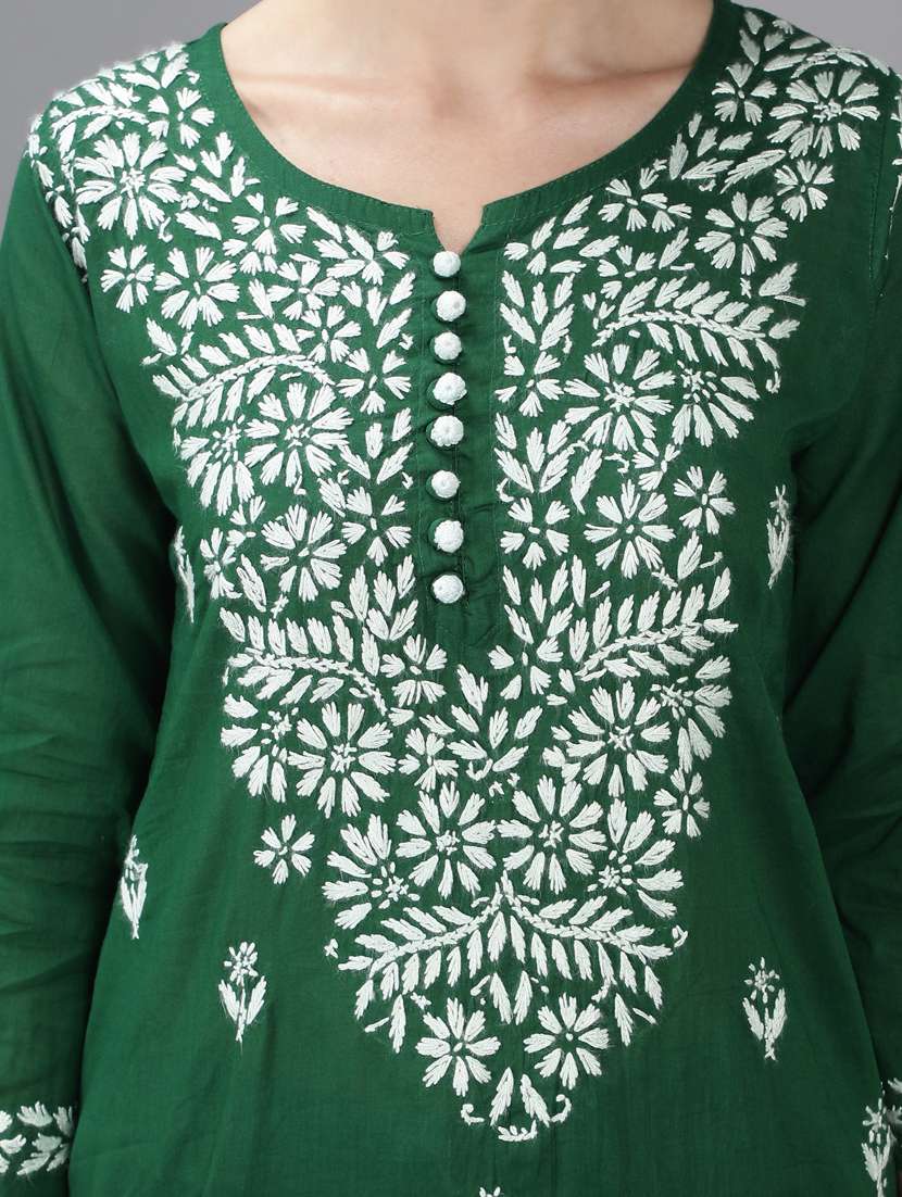 chikankari embroidered short kurti - 18636944 -  Standard Image - 4