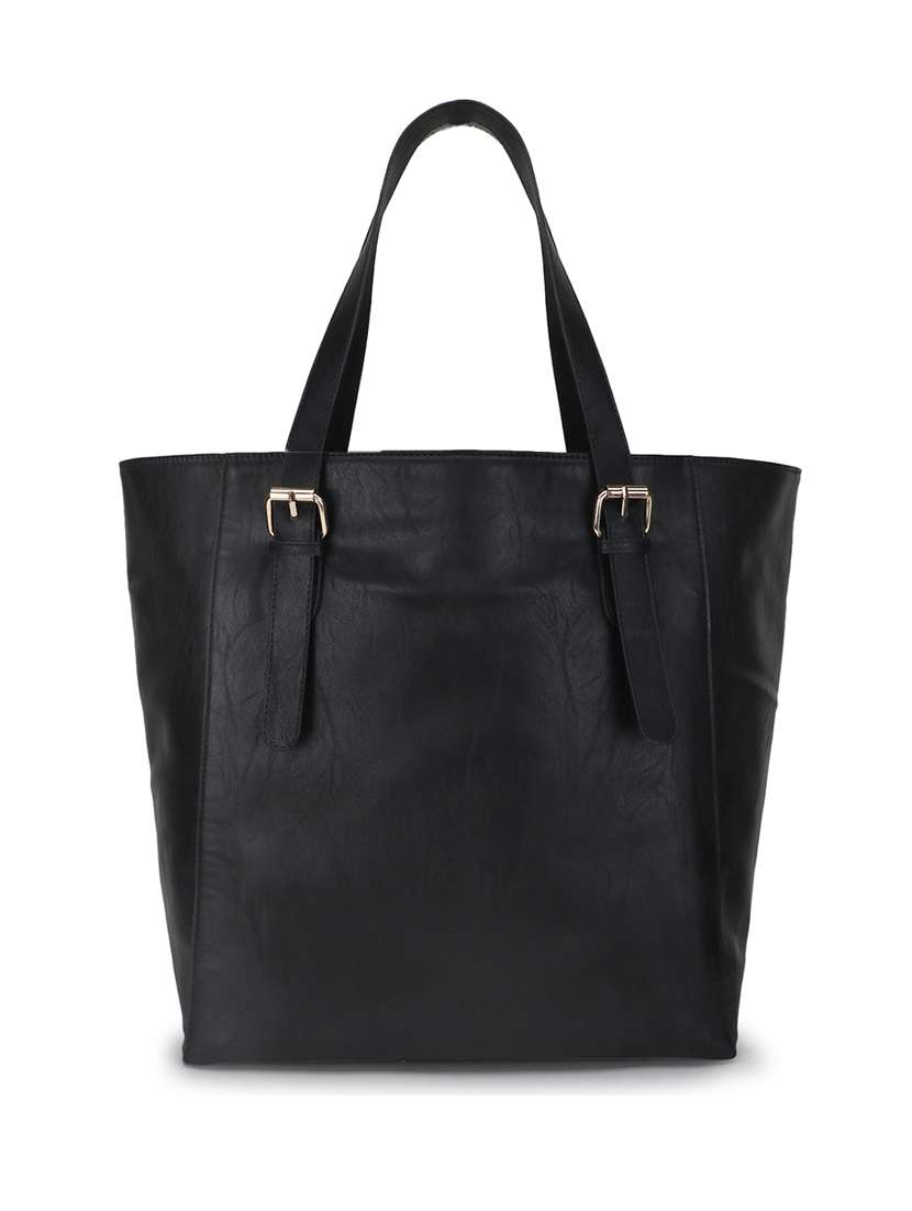 Black Solid Regular Tote