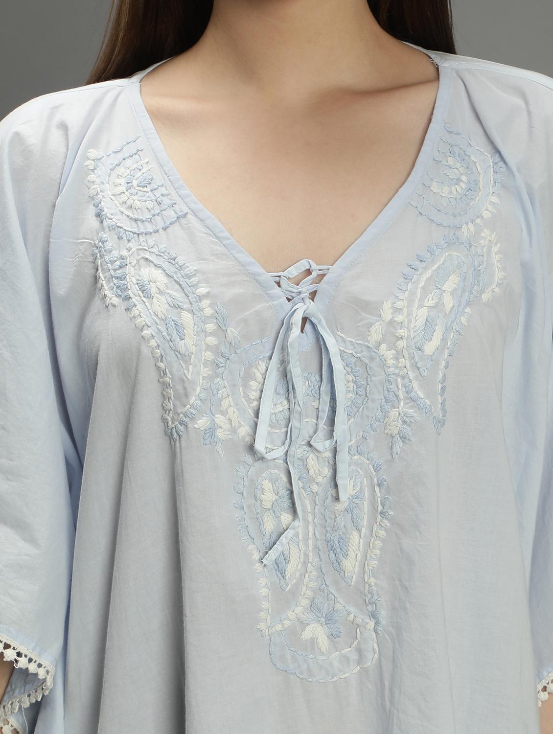 light blue cotton dresses kaftan - 18637137 - Standard Image - 4