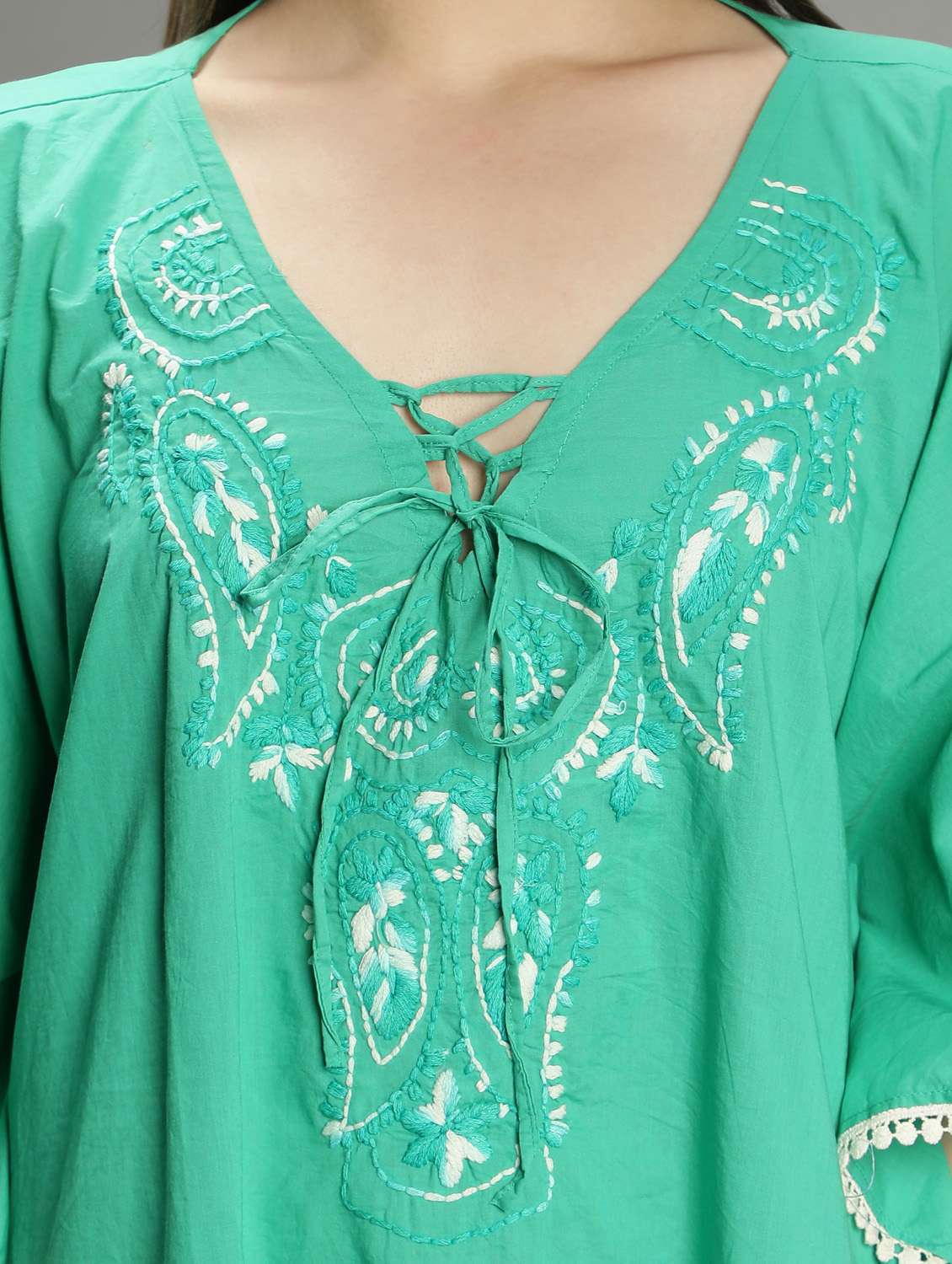 green cotton dresses kaftan - 18637138 - Standard Image - 4