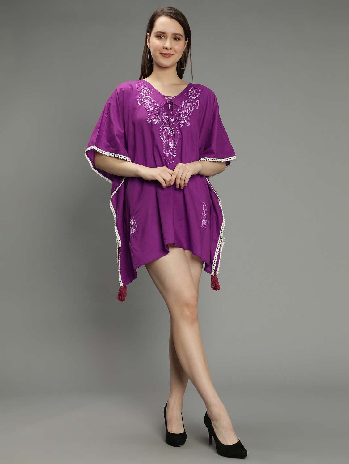 purple cotton dresses kaftan