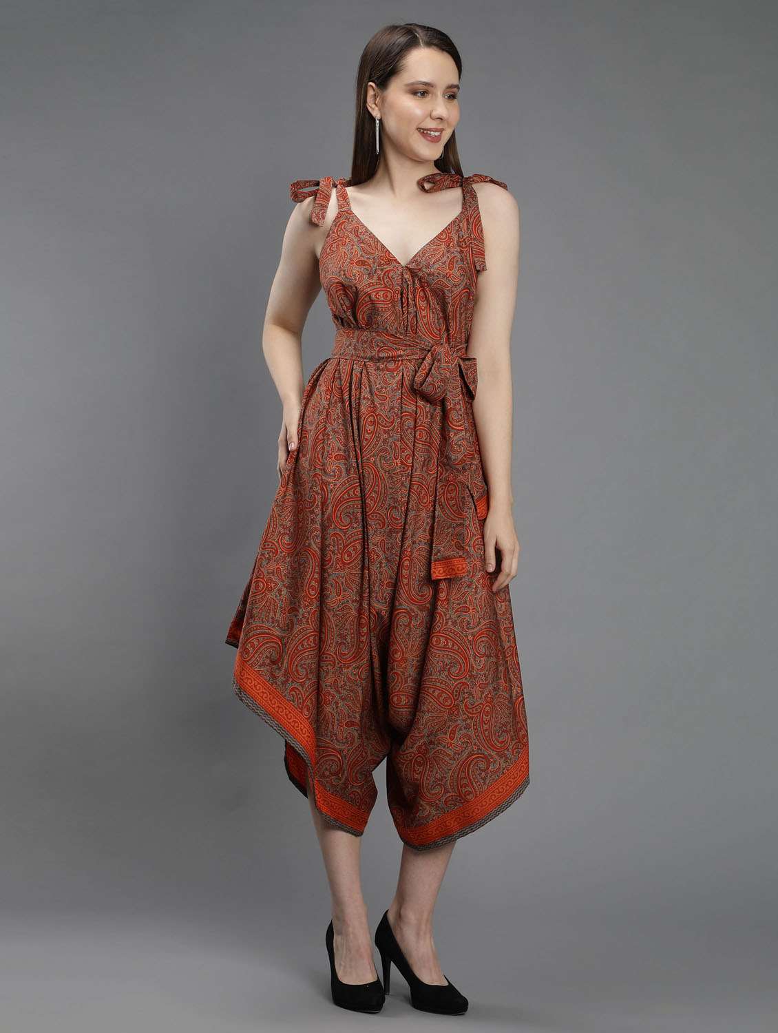 orange polyester 34  jumpsuit