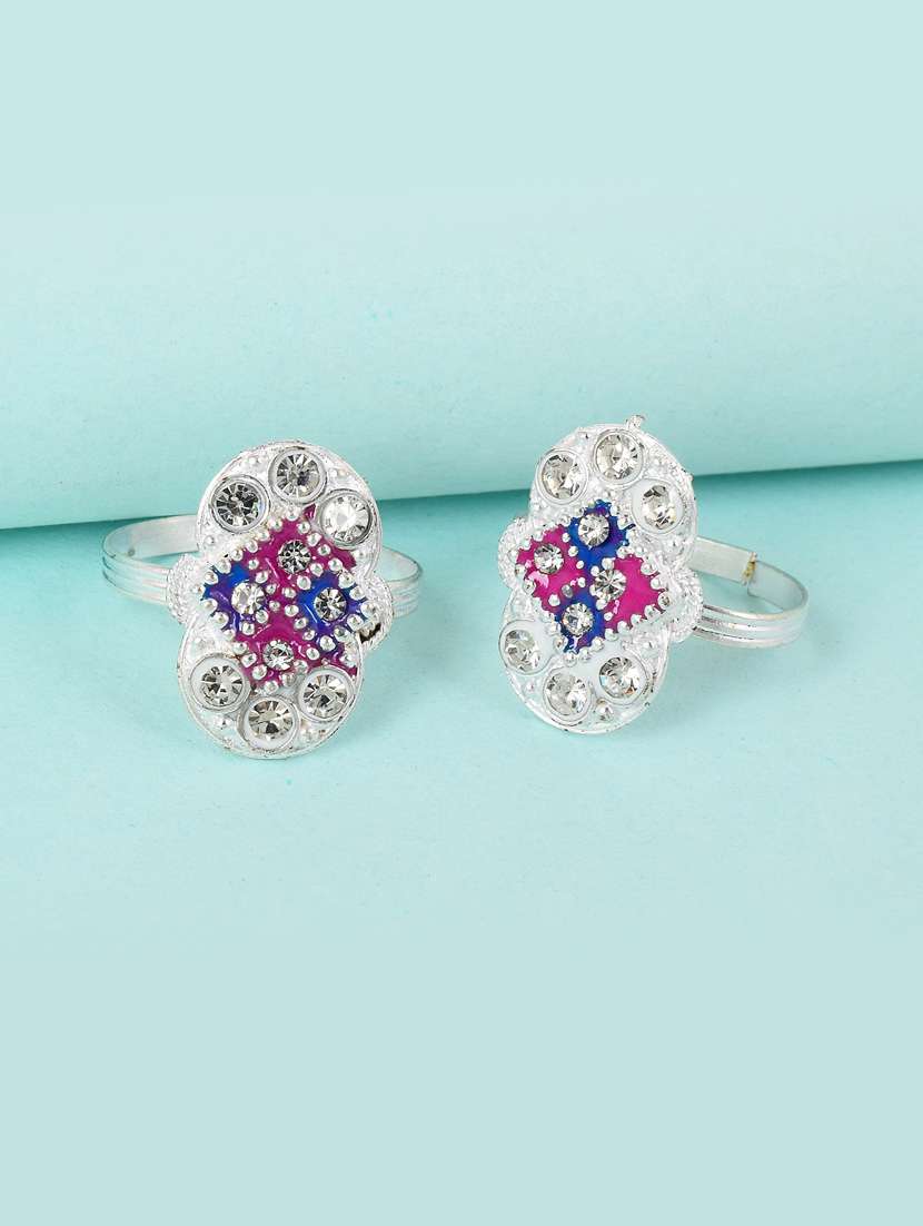 multi colored brass toe  ring