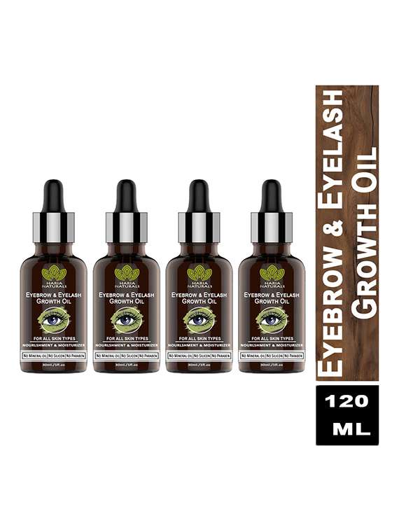 100% pure eyebrow & eyelashes growth oil-enriched with natural ingredients 30 ml (pack of 4) 120ml