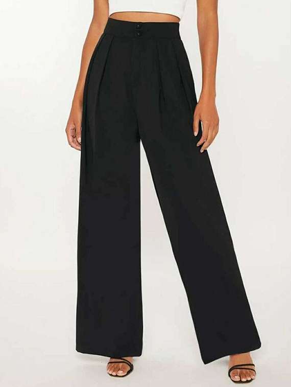 high rise solid trouser