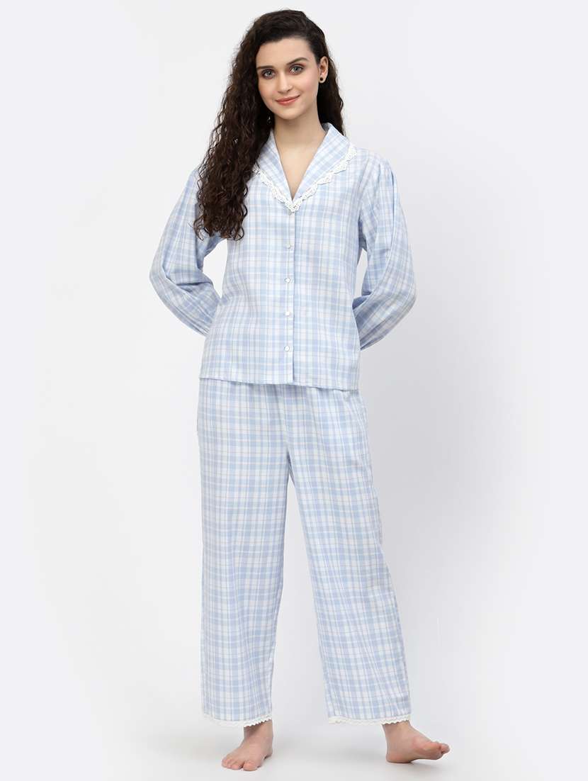 checkered nightwear pajama set 