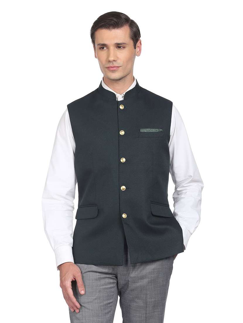 bandhgala solid nehru jacket - 18645189 - Zoom Image - 0