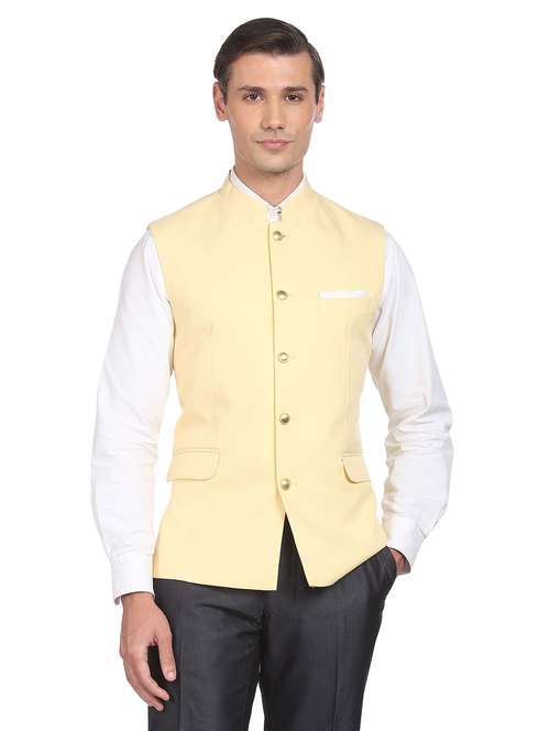 bandhgala solid nehru jacket - 18645195 -  Standard Image - 0