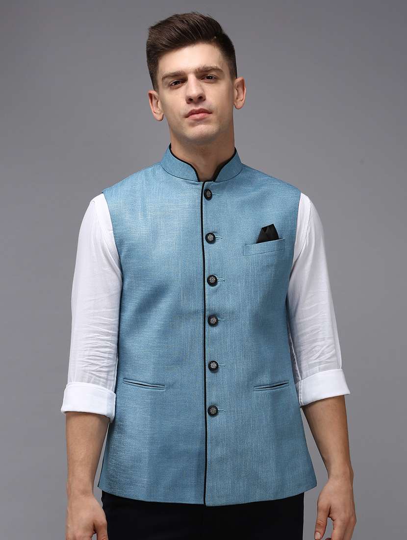 solid bandhgala nehru jacket