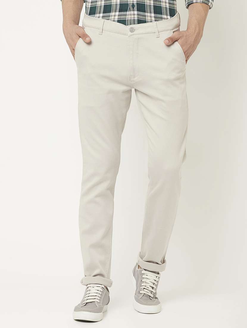 mid rise solid flat front casual trouser