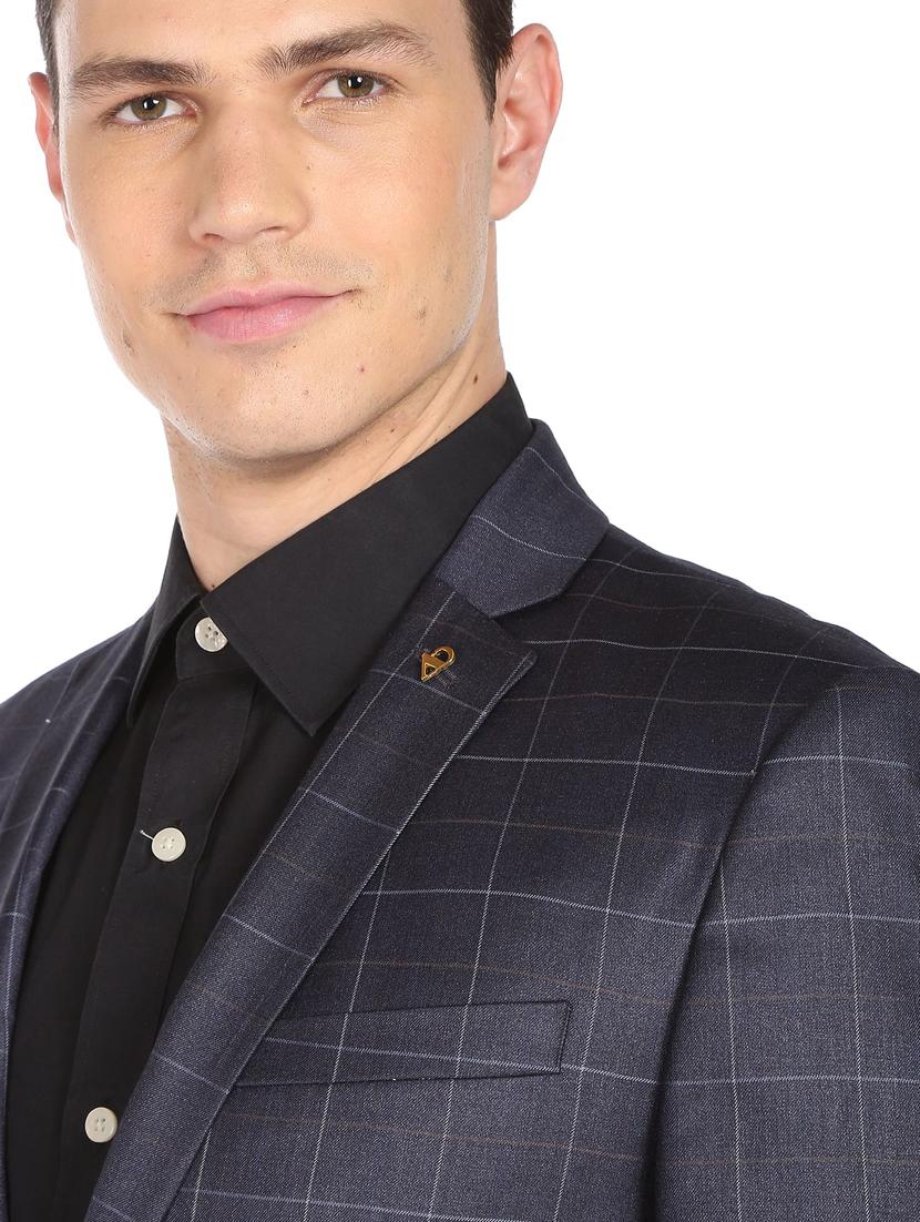 checkered single breasted formal blazer - 18645806 - Standard Image - 4