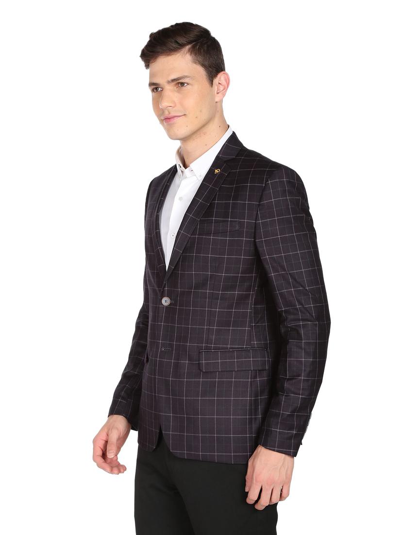 checkered single breasted formal blazer - 18645815 - Standard Image - 1