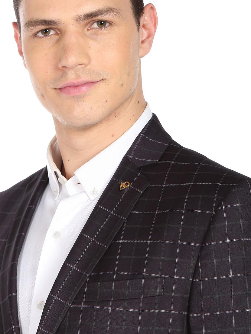 checkered single breasted formal blazer - 18645815 - Standard Image - 4