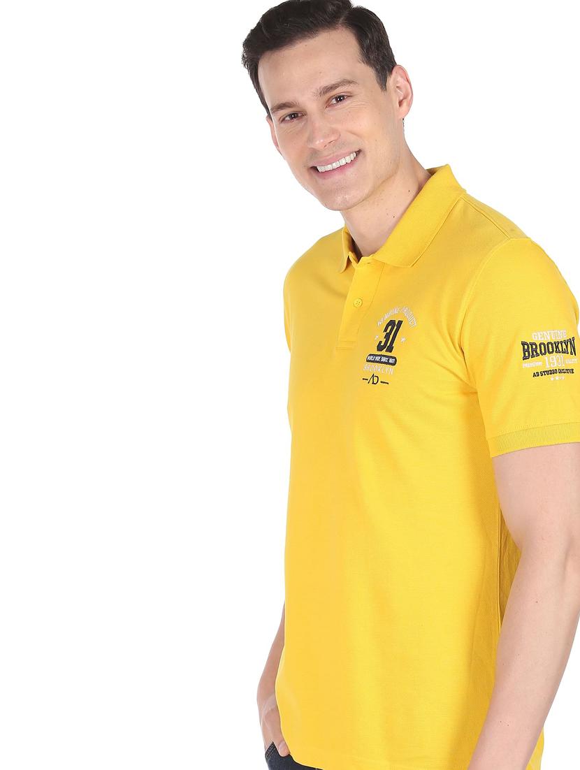 yellow solid polo t-shirt - 18646130 - Standard Image - 1