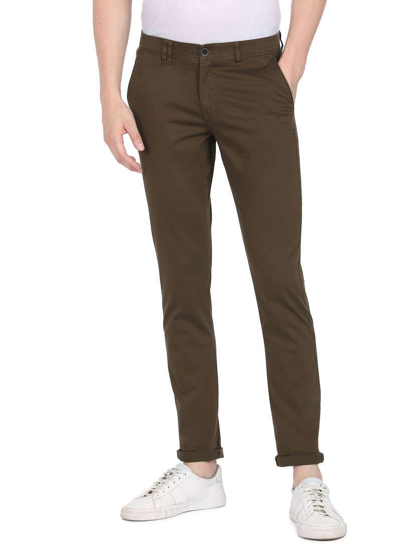 mid rise solid casual trouser