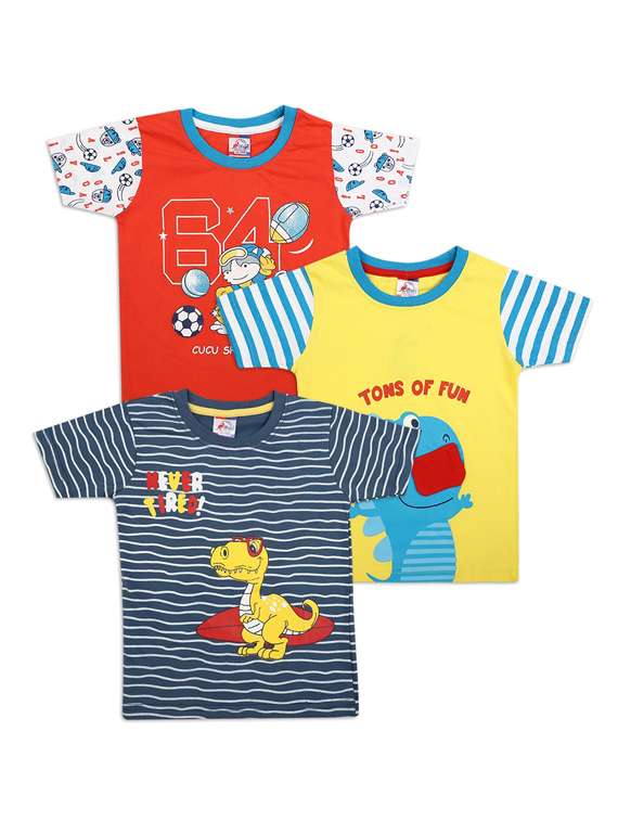 boys pack of 3 graphic print t-shirt