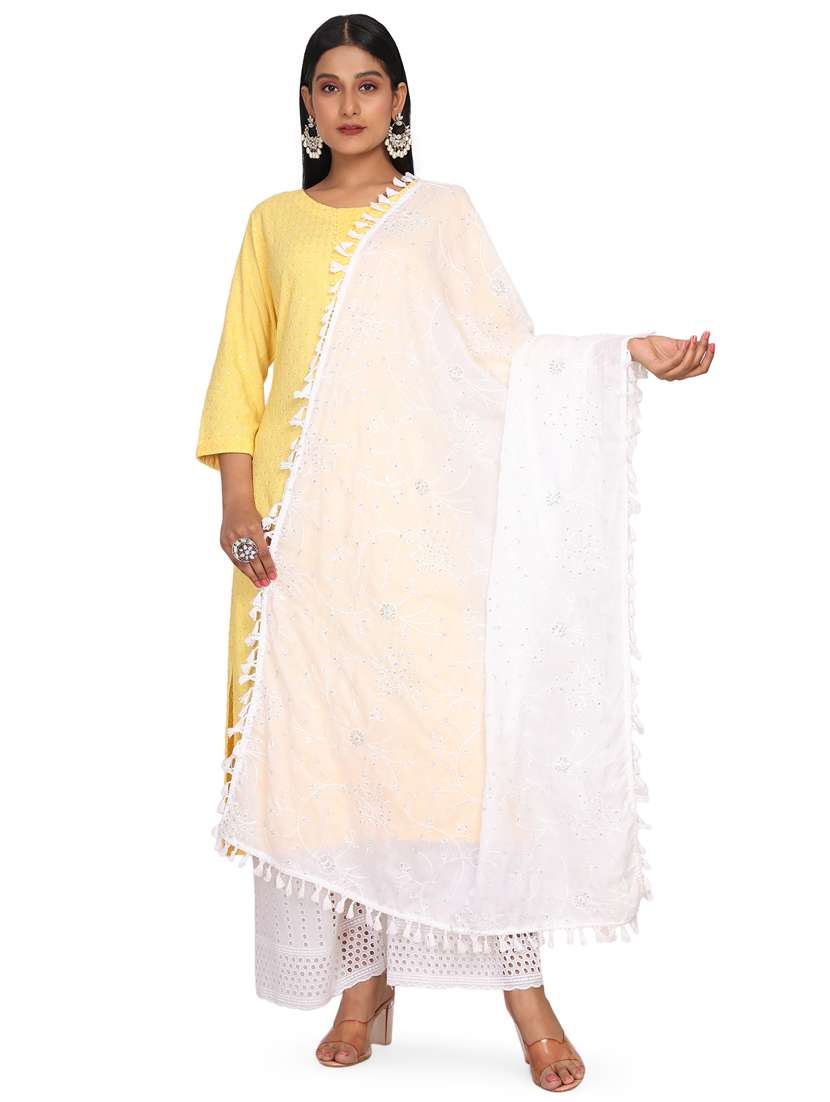 white embroidered dupatta