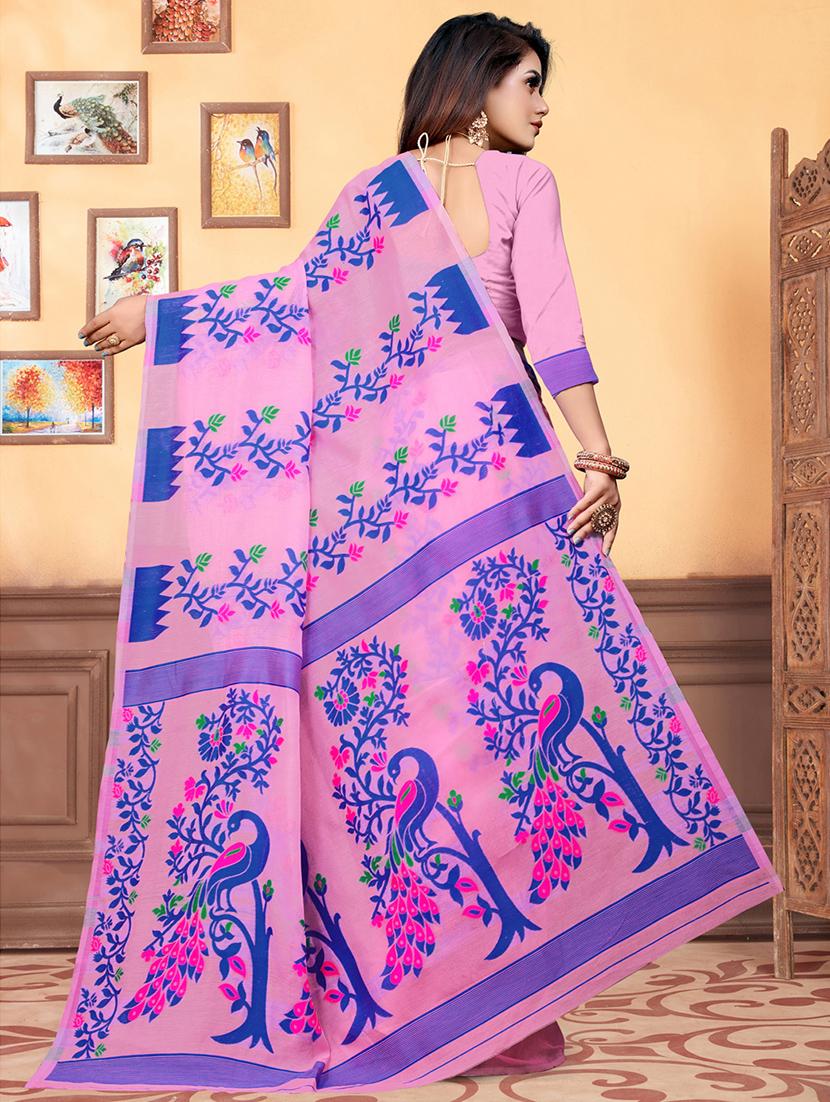 jacquard work jamdani saree with blouse - 18649514 - Standard Image - 1